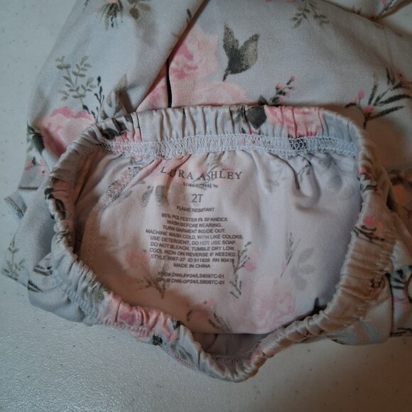 Laura Ashley Pajamas Set Youth Girls 2T 2 Piece Blue Pink Rose Ruffled Sleepwear - Picture 11 of 11